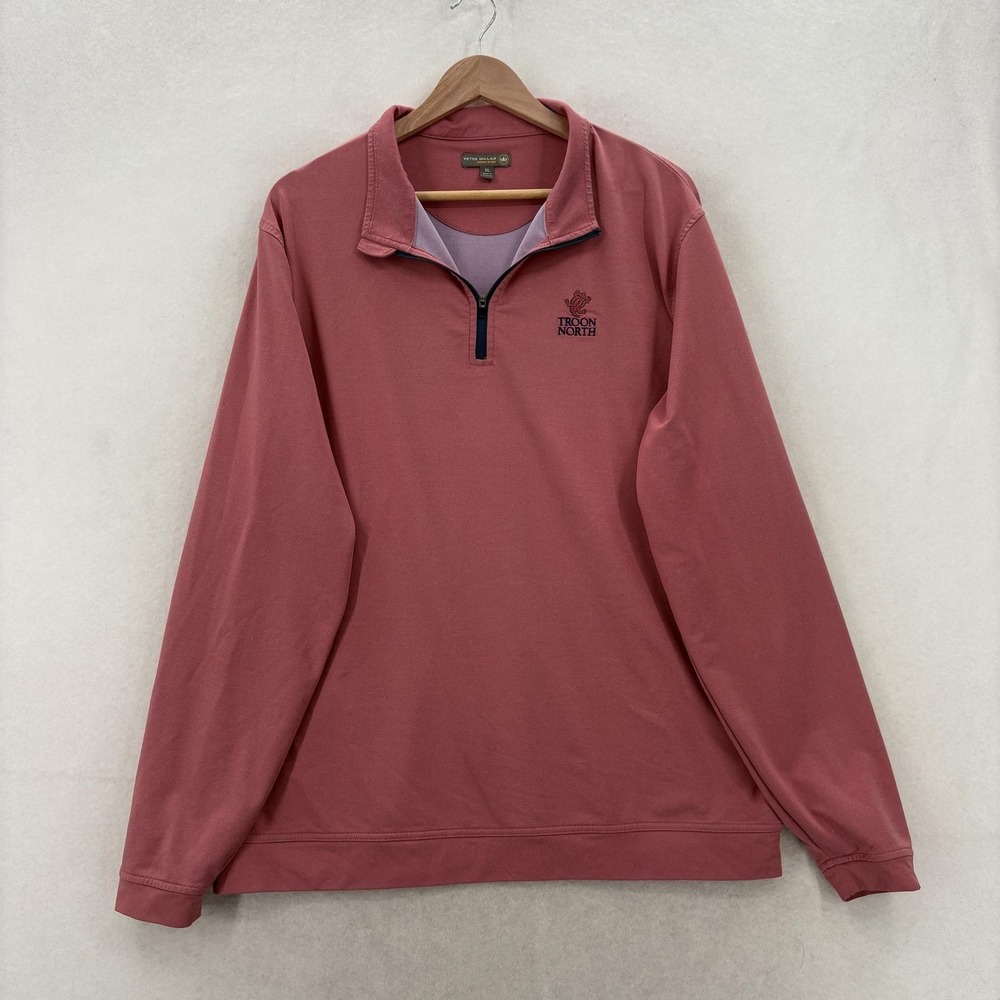 Peter Millar Perth Melange Pullover Mens XL Pink Stretch 1/4 Zip Crown Sport
